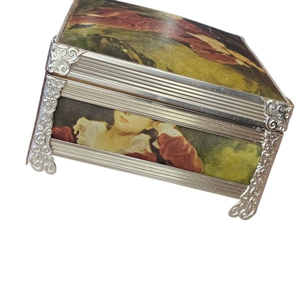 MCM VTG Schmid Bros Musical Jewelry Box Silk Cloth Japan The Red Boy By Lawrence - Picture 5 of 13